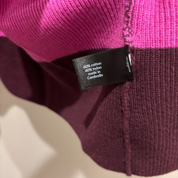 Lane Bryant Fuchsia & Black open front striped sweater 3/4 sleeves, sz 26/28 - Picture 3 of 6